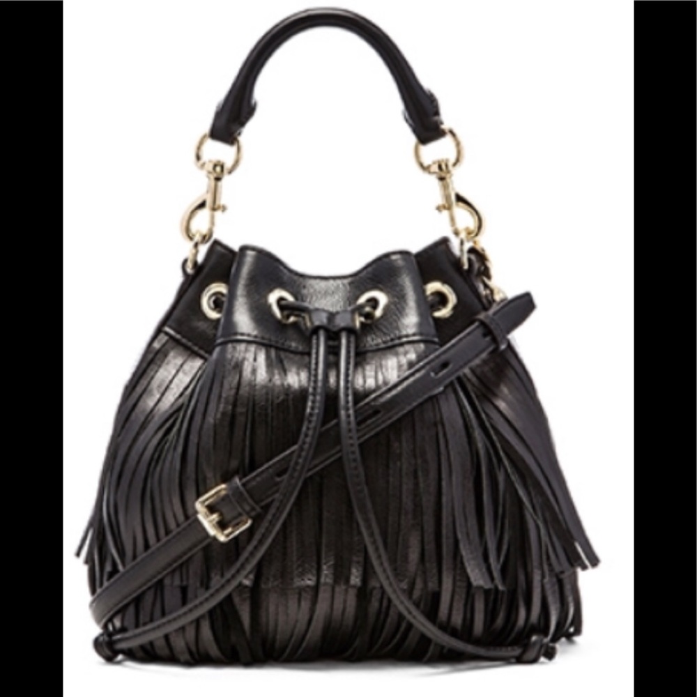 Rebecca Minkoff Fiona leather fringe bucket bag